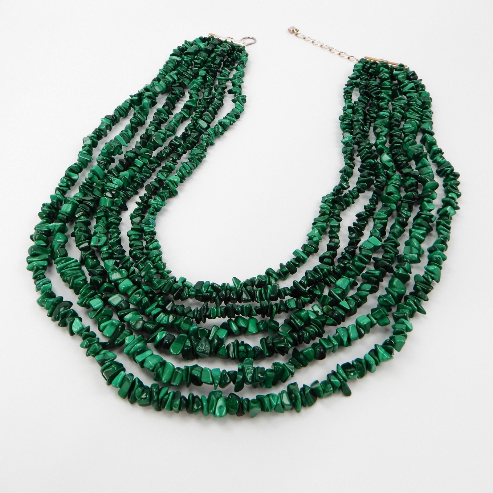 Mine Finds By Jay King 7 Strand Genuine Malachite Waterfall Necklace 18-21”