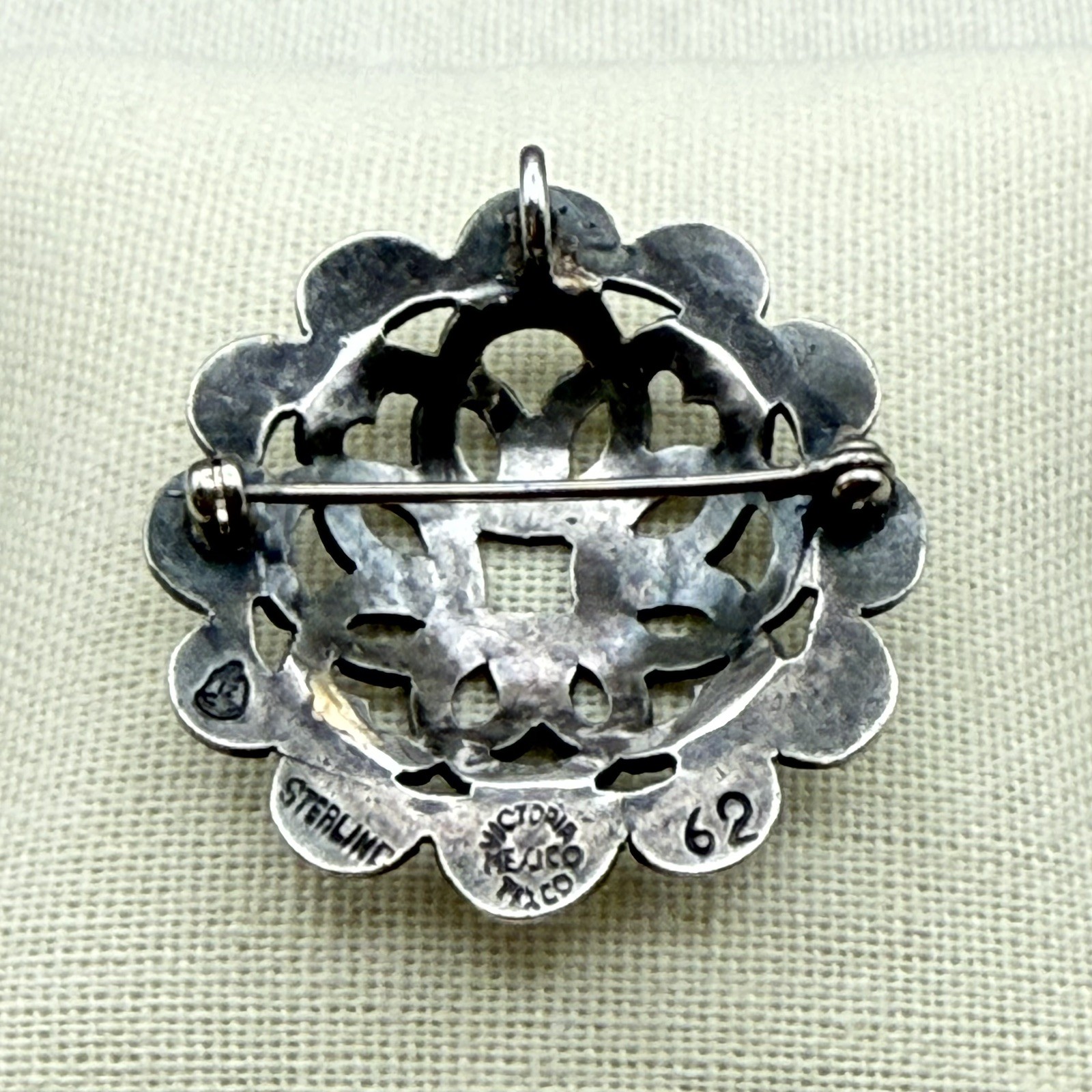 Vintage Mexico Taxco Brooch Pendant Victoria Sterling Silver Eagle 12 MCM