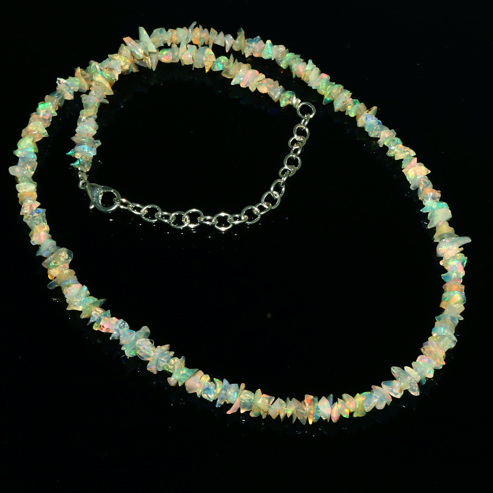 Natural Ethiopian Welo Fire Opal Raw Uncut Beaded Gemstone Necklace 16 Inches