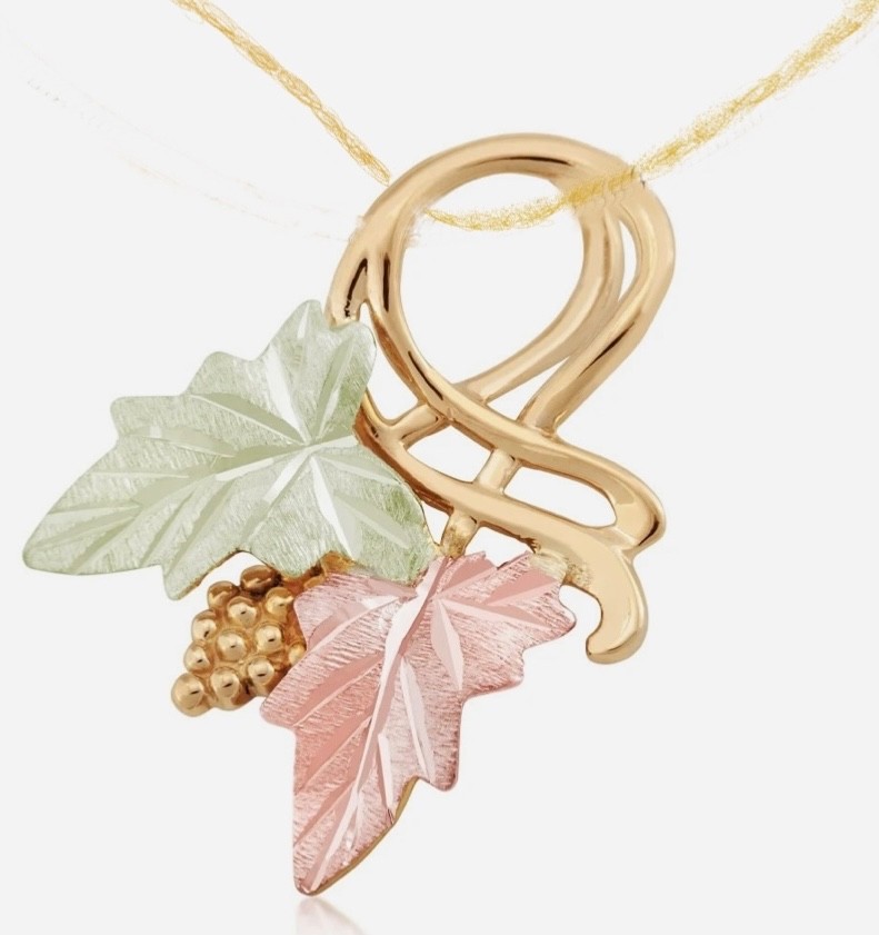 Black Hills Gold 10k Mt Rushmore Gold Slider Leaf Pendant