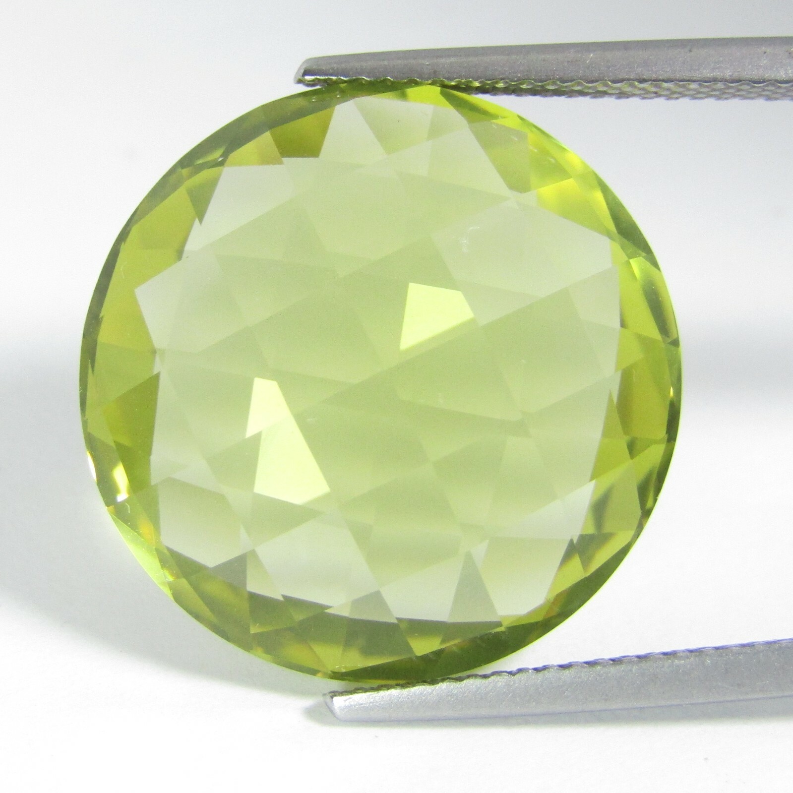 21.58Cts Excellent Natural Lemon Quartz Round Double Side Checker Cut Ref VDO