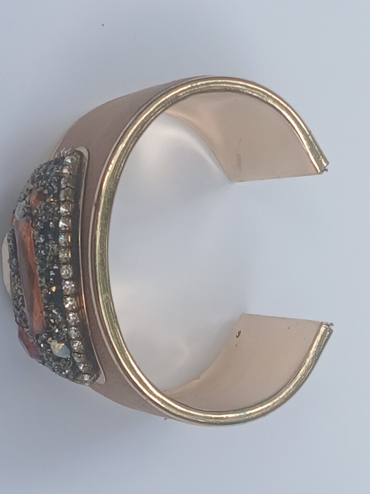 Vintage Cuff Bracelet Gold Tone Rhinestone Mixed Stone Velvet 6.5″ Stunning