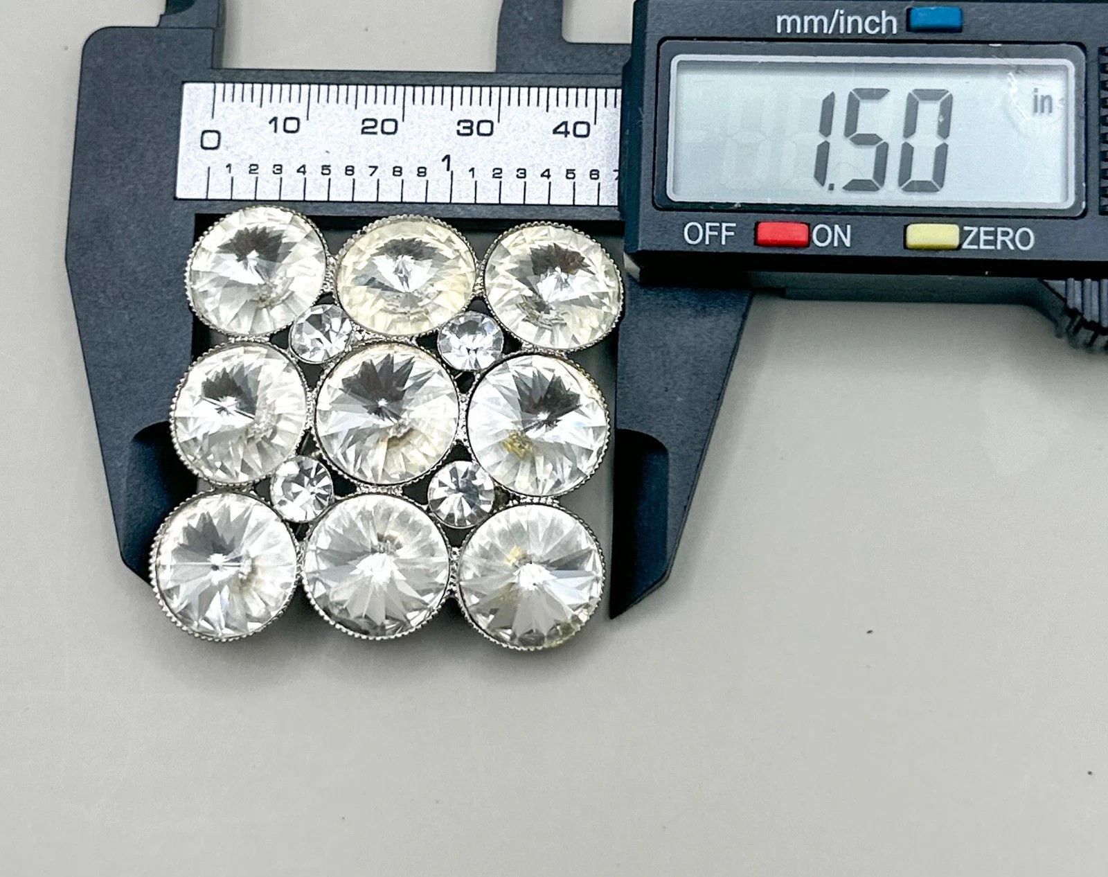 Weiss Vintage Crystal Brooch Women Silver Tone Geometric Rhinestone Art Deco