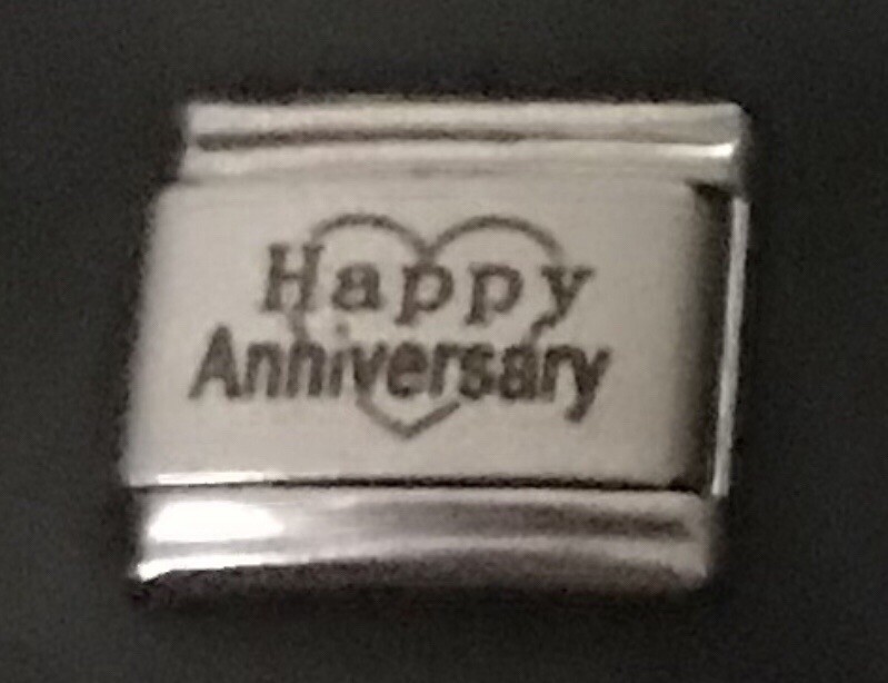 Happy Anniversary WHOLESALE LASER ITALIAN CHARM Link 9MM L1