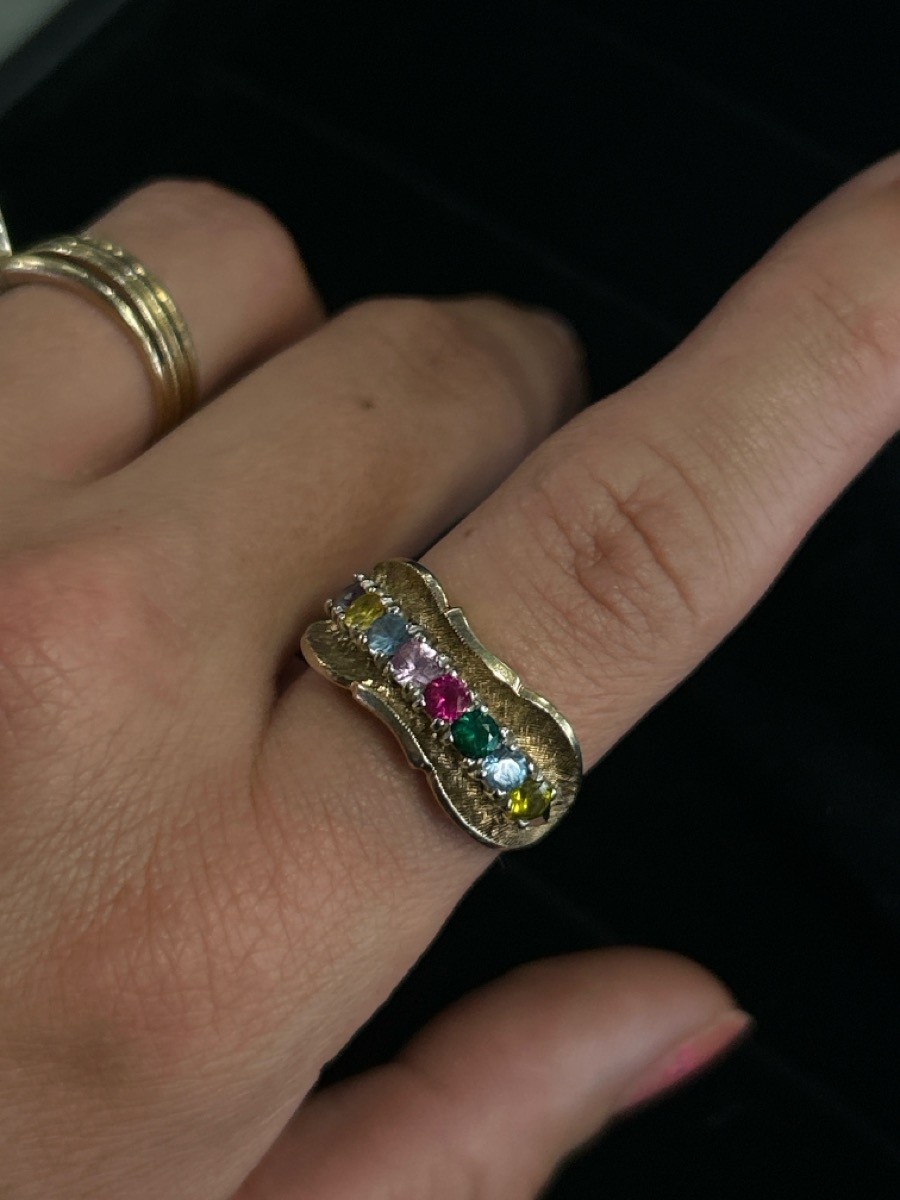 multi Spinel Lady’s Stone Ring 10K Yellow Gold 6.71g Size:8.5 (A36003868)