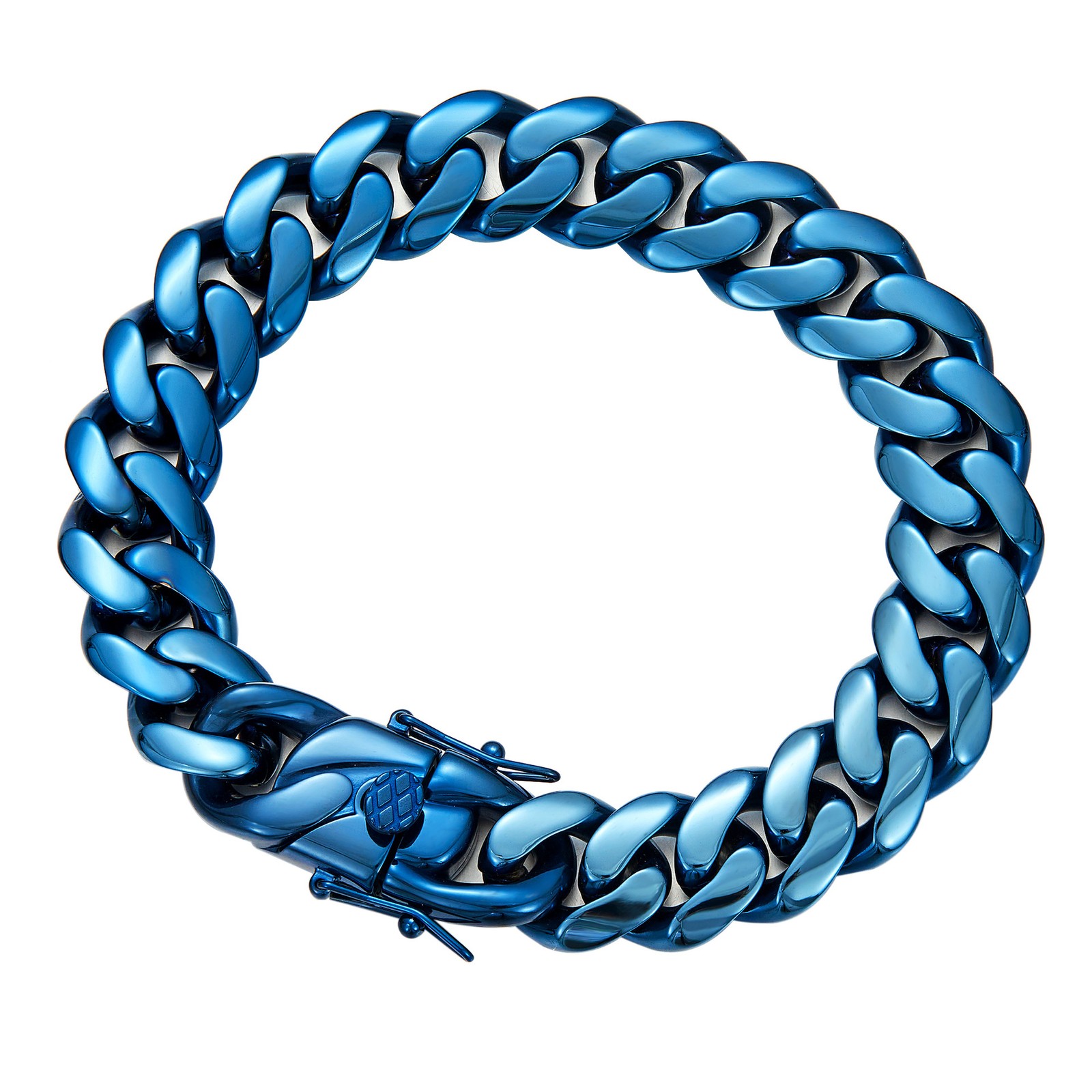 14mm*8.5in Fine Cuban Chain Stainless Steel Encrypted Electroplated Bracelet