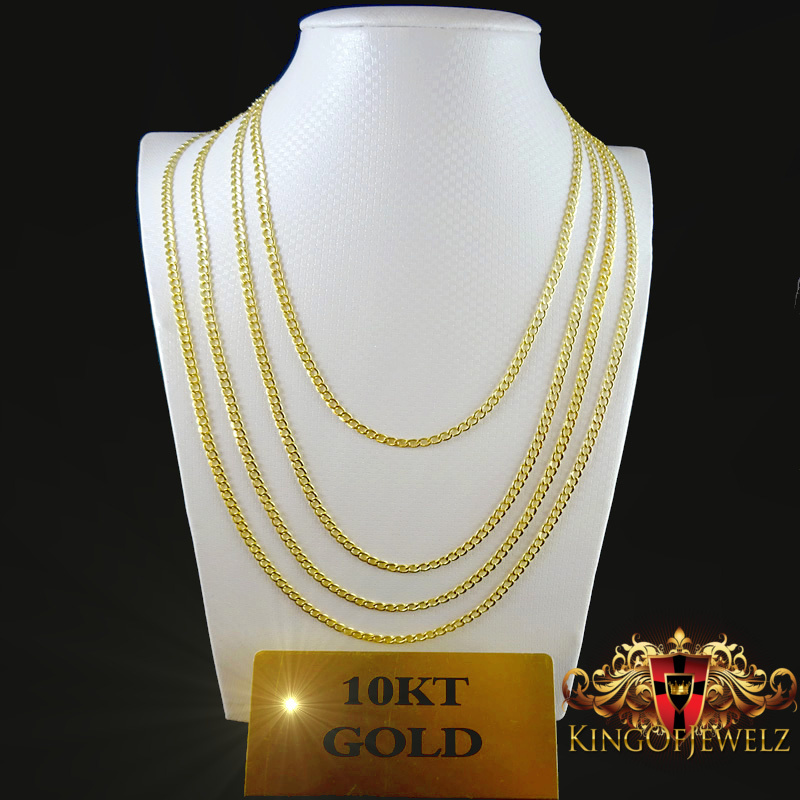 MEN LADIES 10K YELLOW GOLD MIAMI CUBAN CURB LINK CHAIN NECKLACE 3 MM 16~24 INCH