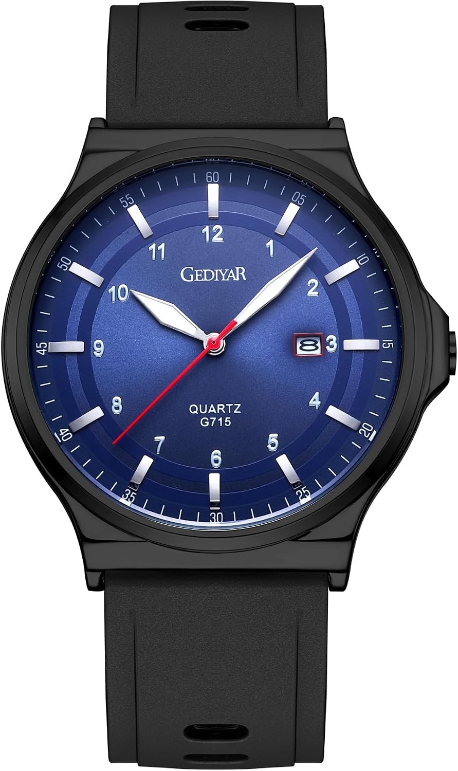 Men’s Analog Quartz Watch Silicone Band Waterproof Date Casual Business Sport