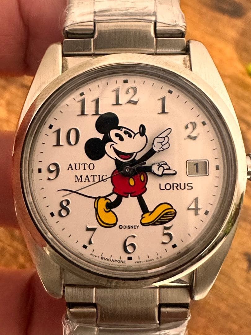 Mickey Mouse Wristwatch White/Silver Analog Mechanical from Japan Automatic