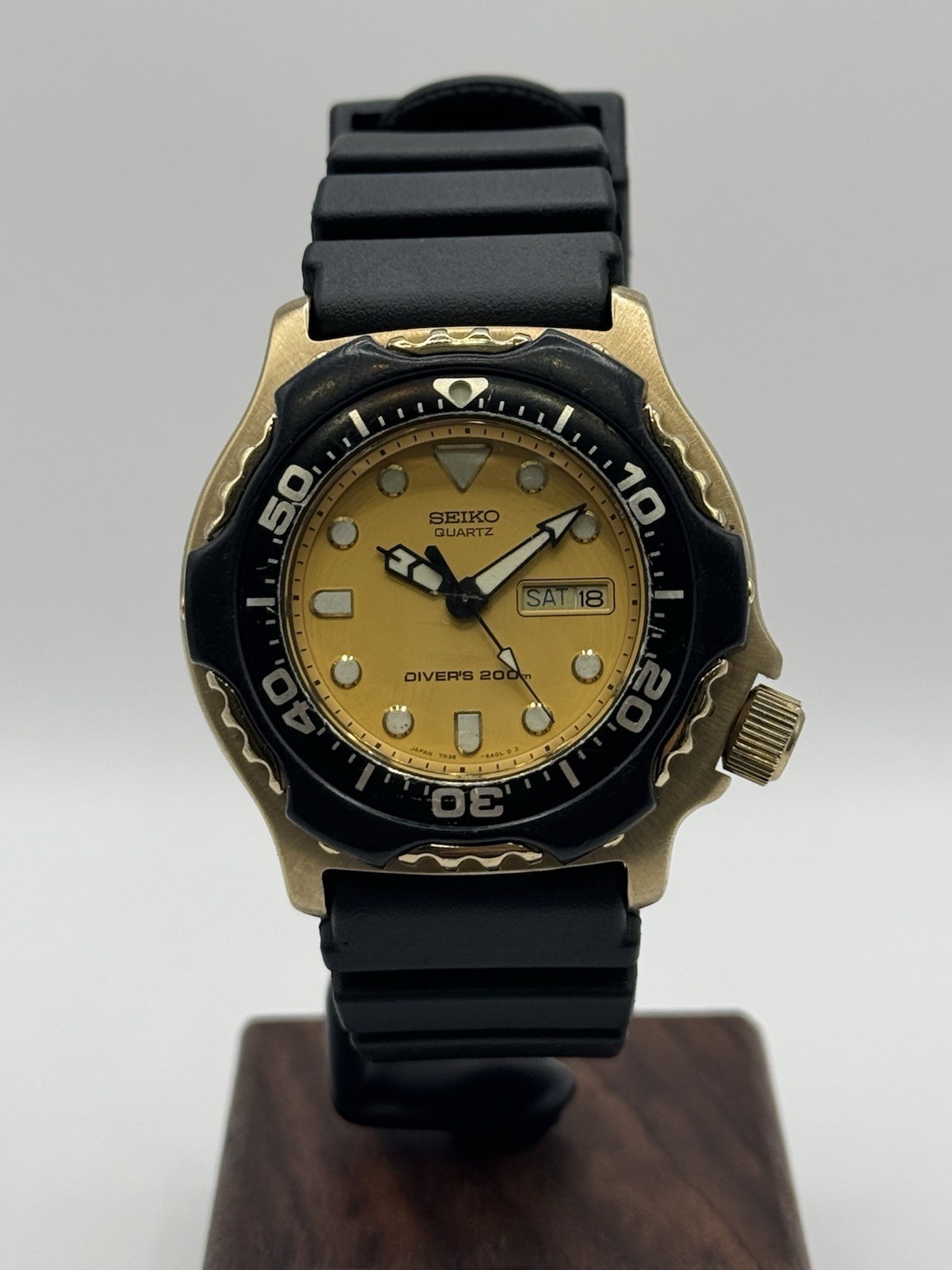 Vintage 1994 Seiko Scuba Diver’s Quartz Orange Dial 7N36-6A09 Serviced & Cleaned
