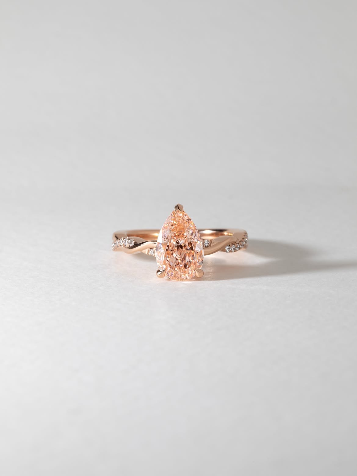 1.20Ct Pear Cut Natural Morganite Diamond Wedding Ring 14K Rose Gold Size 7 8 9