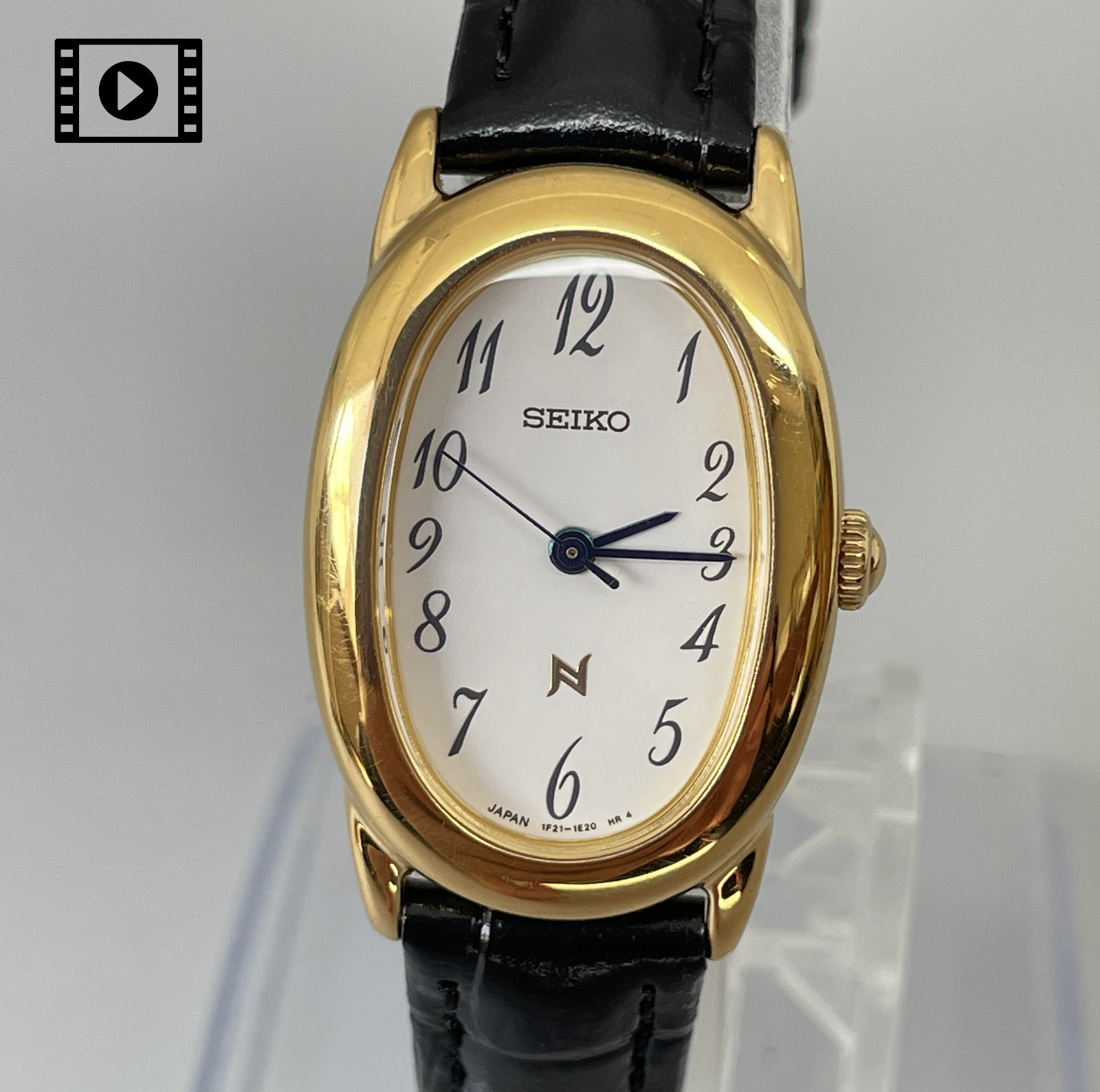 SEIKO Noie 1F21-5B70 Vintage 1996 [US Stock] Gold Oval Ladies Watch JP *N.MINT