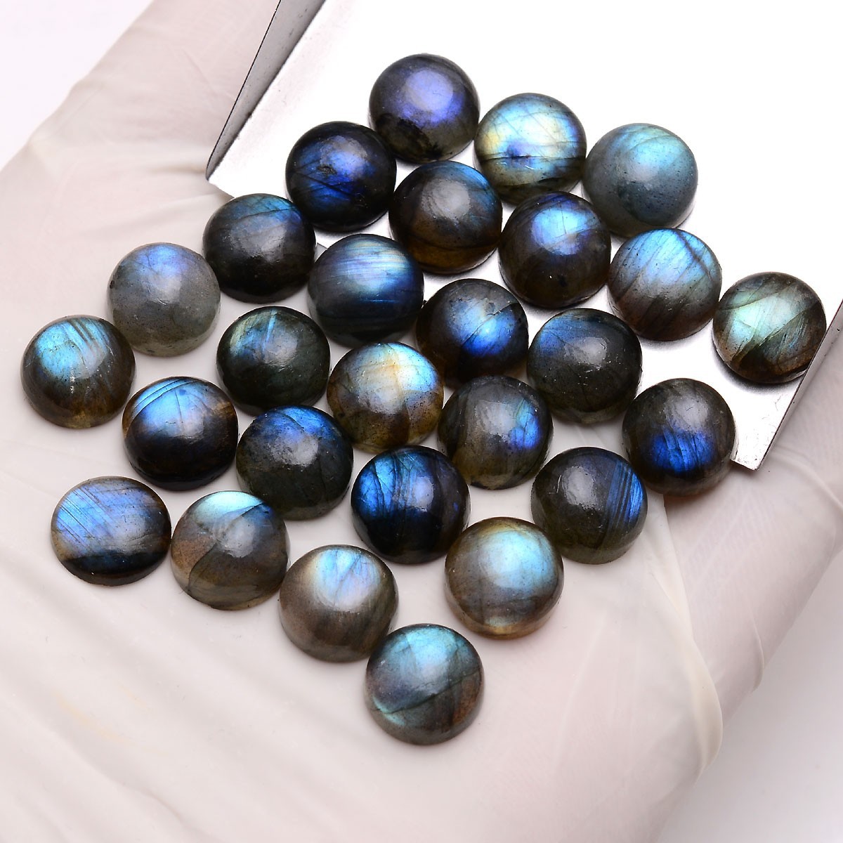 27 Pcs Natural Labradorite Blue Shine 10mm Round Cabochon Loose Gemstones Lot