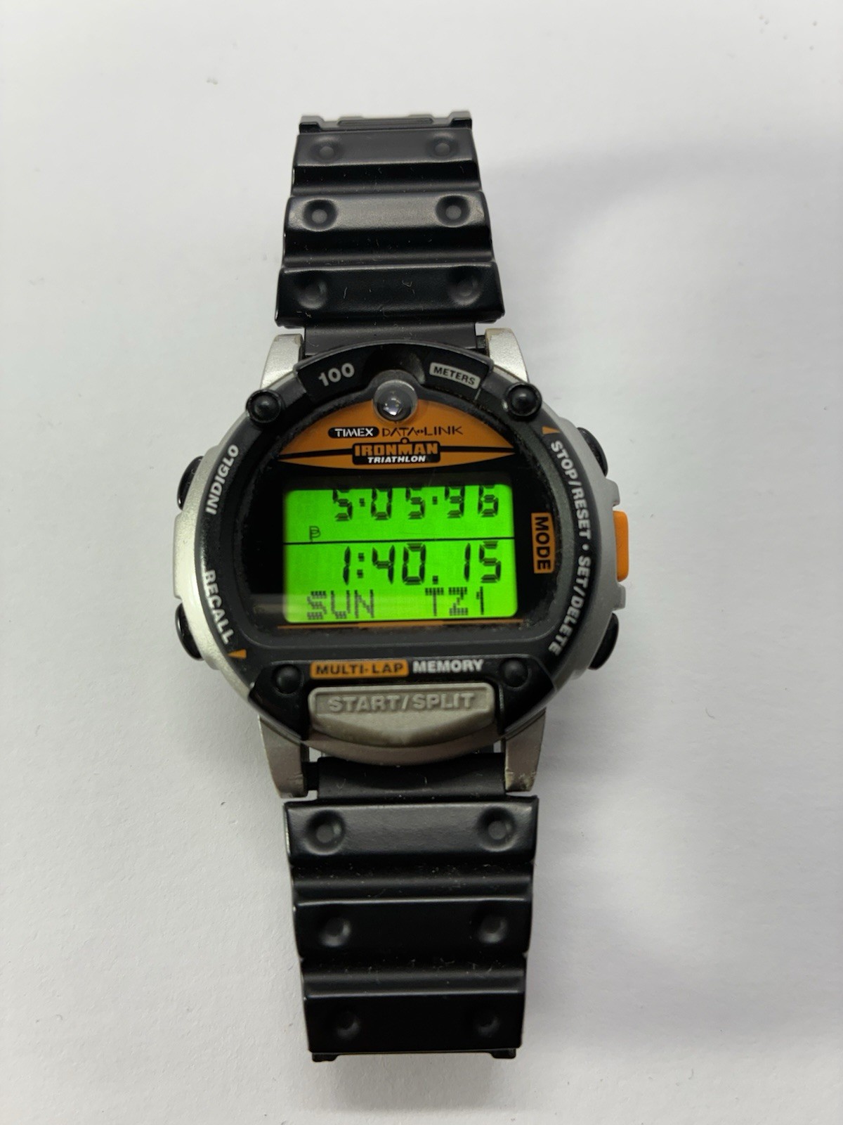 1998 Vintage Timex Data Link Ironman Triathlon Digi Watch Multi Lap New Battery
