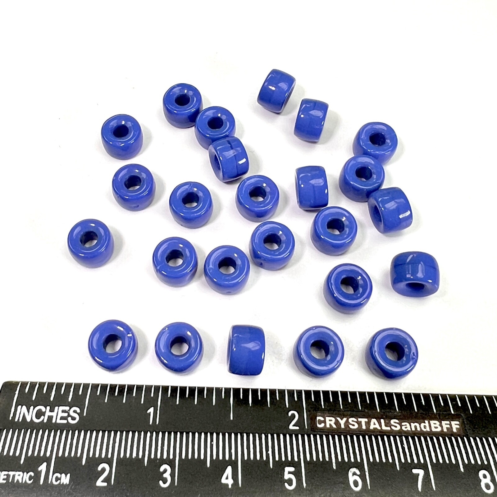Czech Glass Druk Large Hole Beads 9mm, Cobalt Blue Opaque, 30pc J085