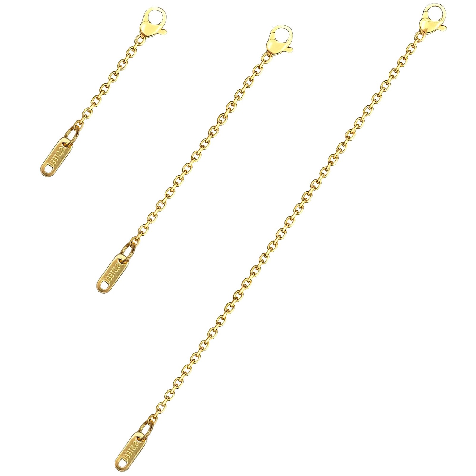 Necklace Extenders, 3 Pc Gold Plated Chain Extenders, 2″, 4″, 6″