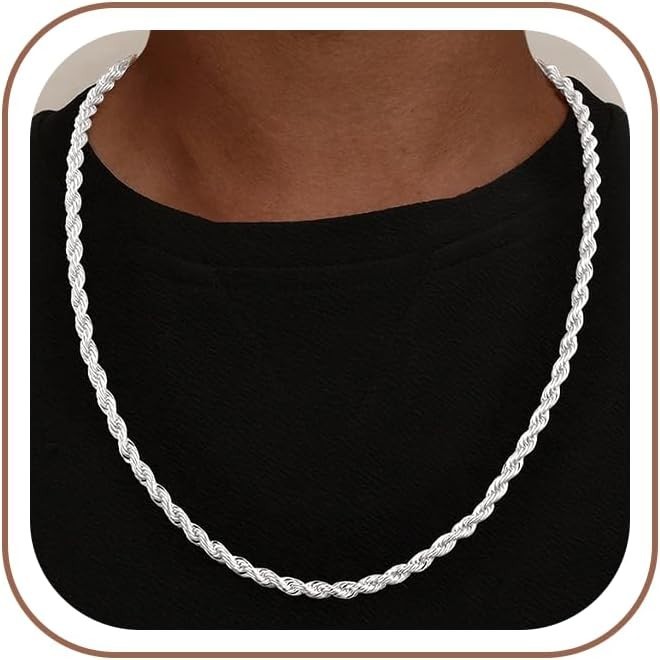925 Sterling Silver Diamond Cut 3mm 4mm 5mm Rope Chain Exquisite Silver Chain…