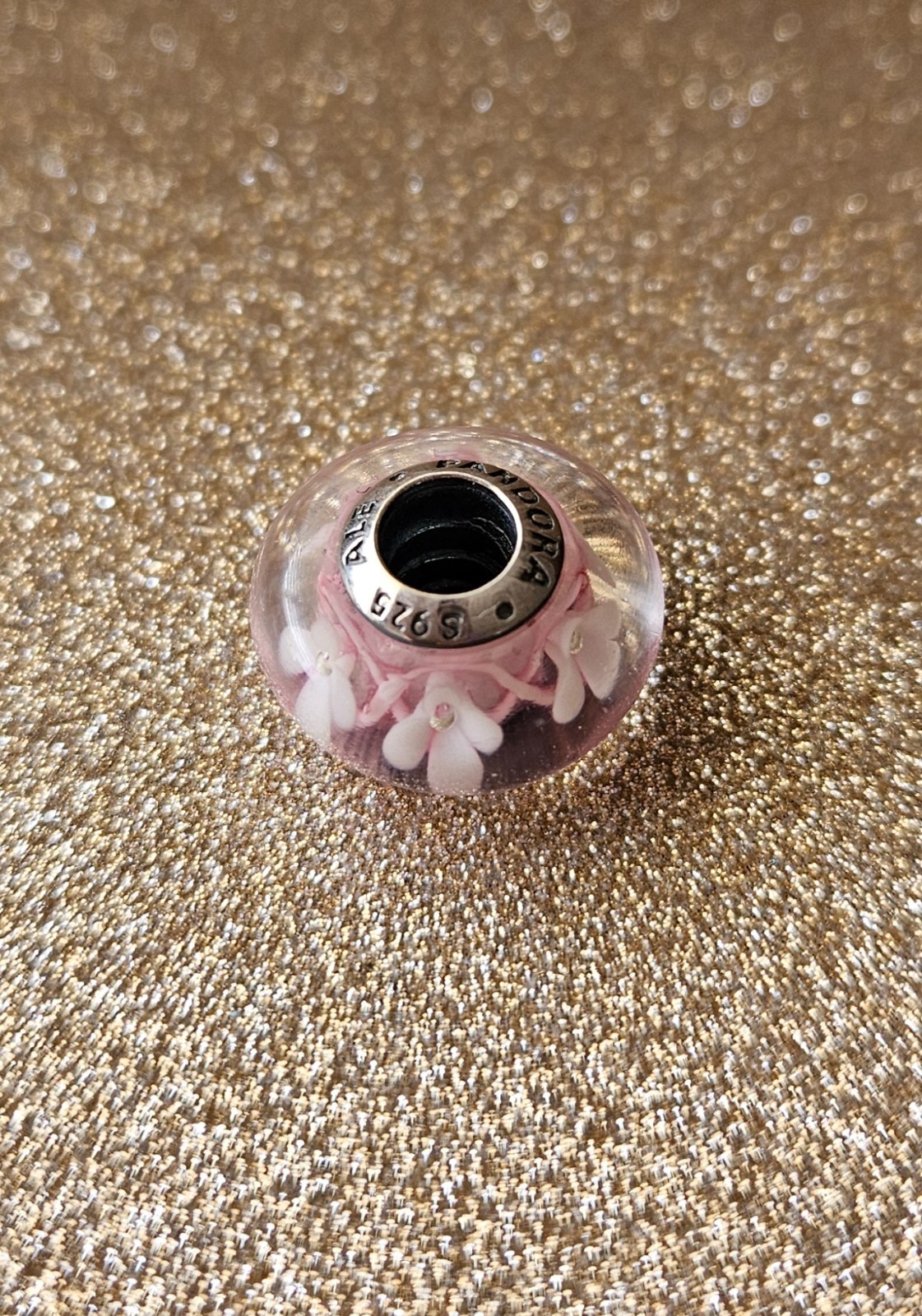 Authentic Pandora Pink Field Of Flowers Murano Charm