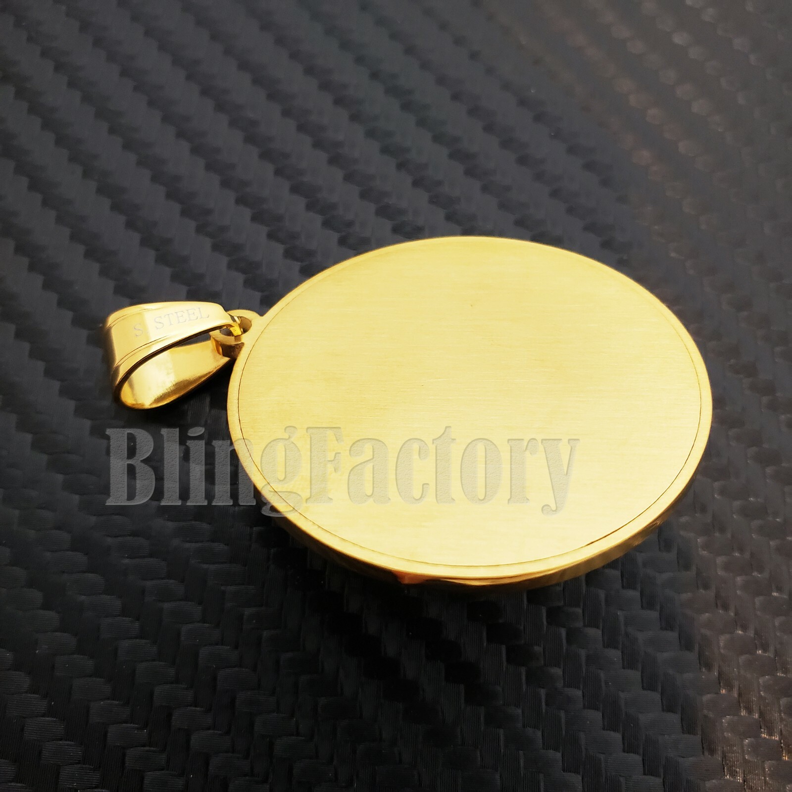 HIP HOP ICED BUST DOWN GOLD PT LION HEAD MEDALLION STAINLESS STEEL CHARM PENDANT