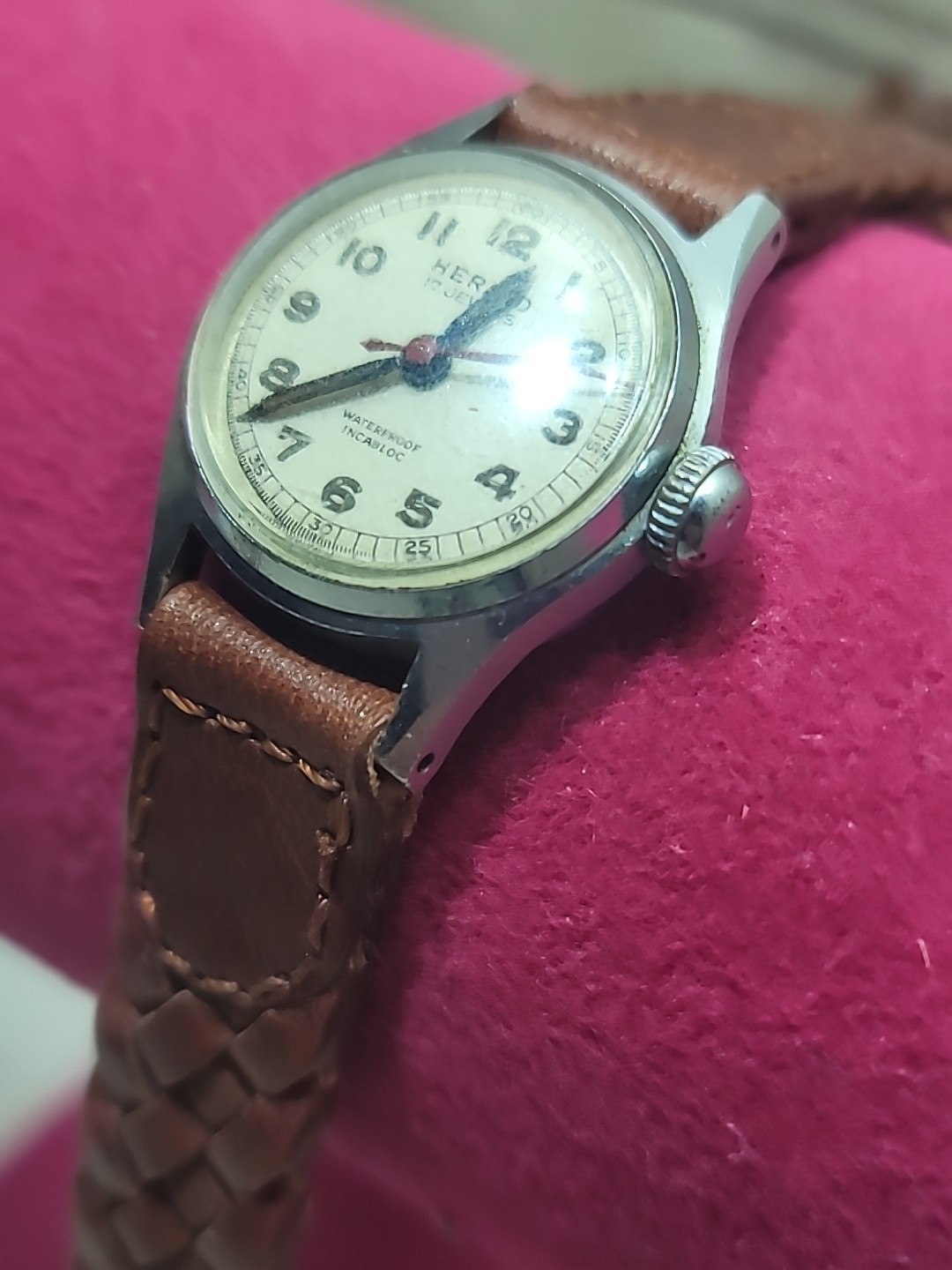 Vintage Herald (Aureole) 17 Jewel Military Style Watch , Small 22mm Works