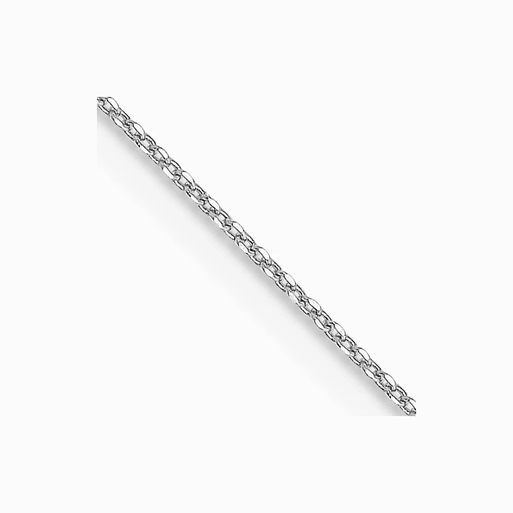 10K White Gold .6mm Diamond-Cut Round Open Link Cable Chain Necklace 14″-24″