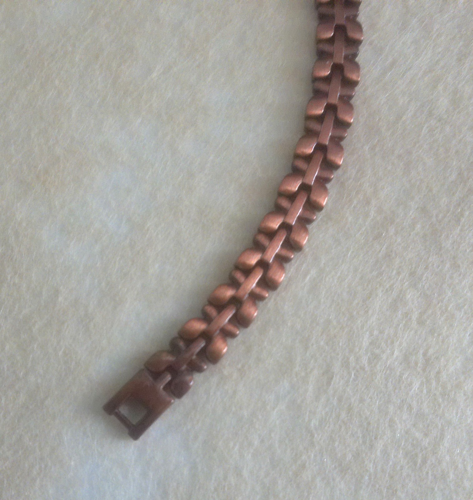 New Copper Toned Petal Link 8″ Bracelet with Fold Over Clasp All Occasions