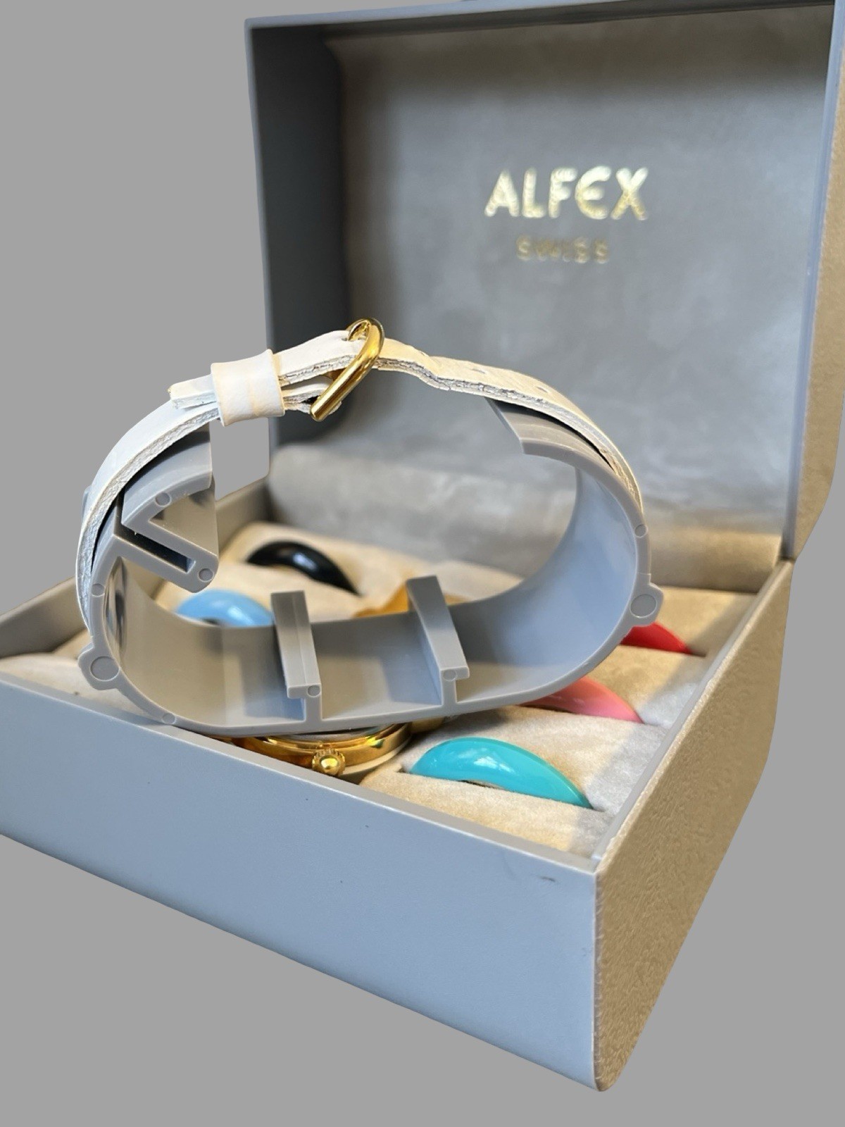 Vintage Alfex Swiss Watch Set with Original Box & Interchangeable Bezels