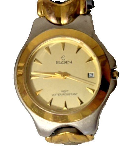 Elgin FM885 Quartz Japan Movement Gold Tone Wristwatch with Date – Working