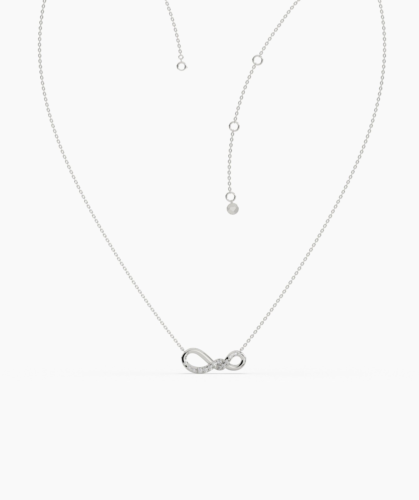 14K Gold Round E-F/VVS-VS Lab Grown Diamond Horizontal Infinity Pendant Necklace