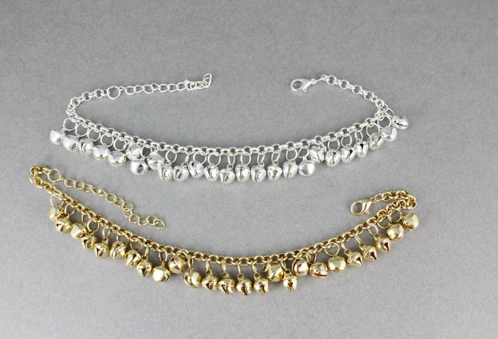 silver jingle bells adjustable anklet ankle bracelet belly dancer 8-10″ long