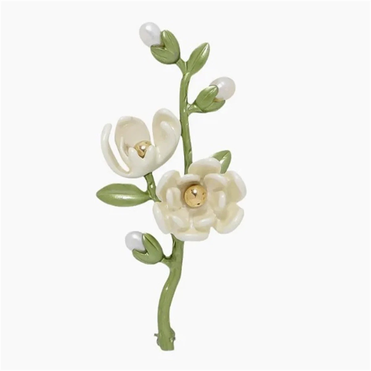 Women Vintage Flower Pearl Brooches Pins Enamel Plant Pin Corsage Badges Jewelry
