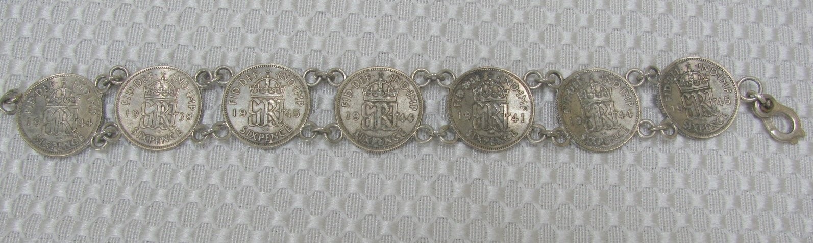 Vintage 1944 British Sixpence Coin Bracelet King George VI
