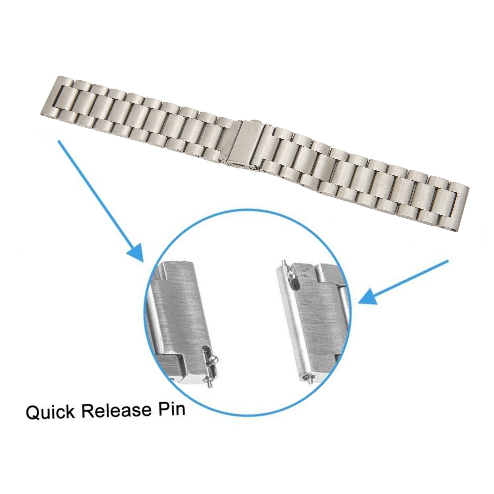Smartwatch Band 20mm Double Buckle Wrist Strap Matel With Watch Pin For