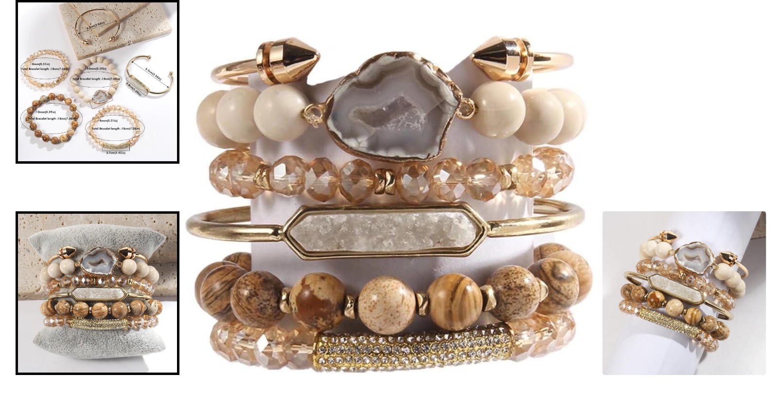 Boho Natural Stone Bracelet Set – 6PCS Handmade Turquoise & Agate Jewelry