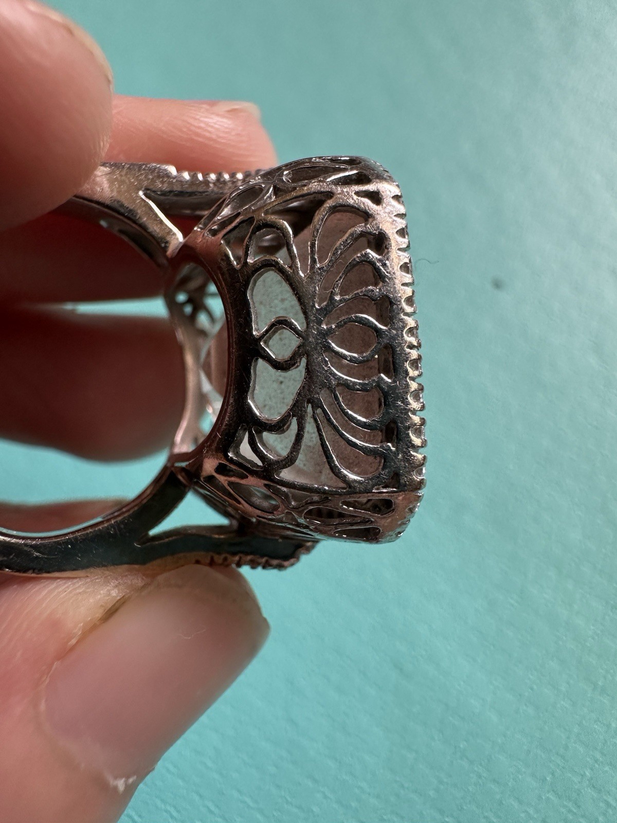Vintage Estate 18k White Gold Pink Topaz And Diamond Cocktail Ring 4.5