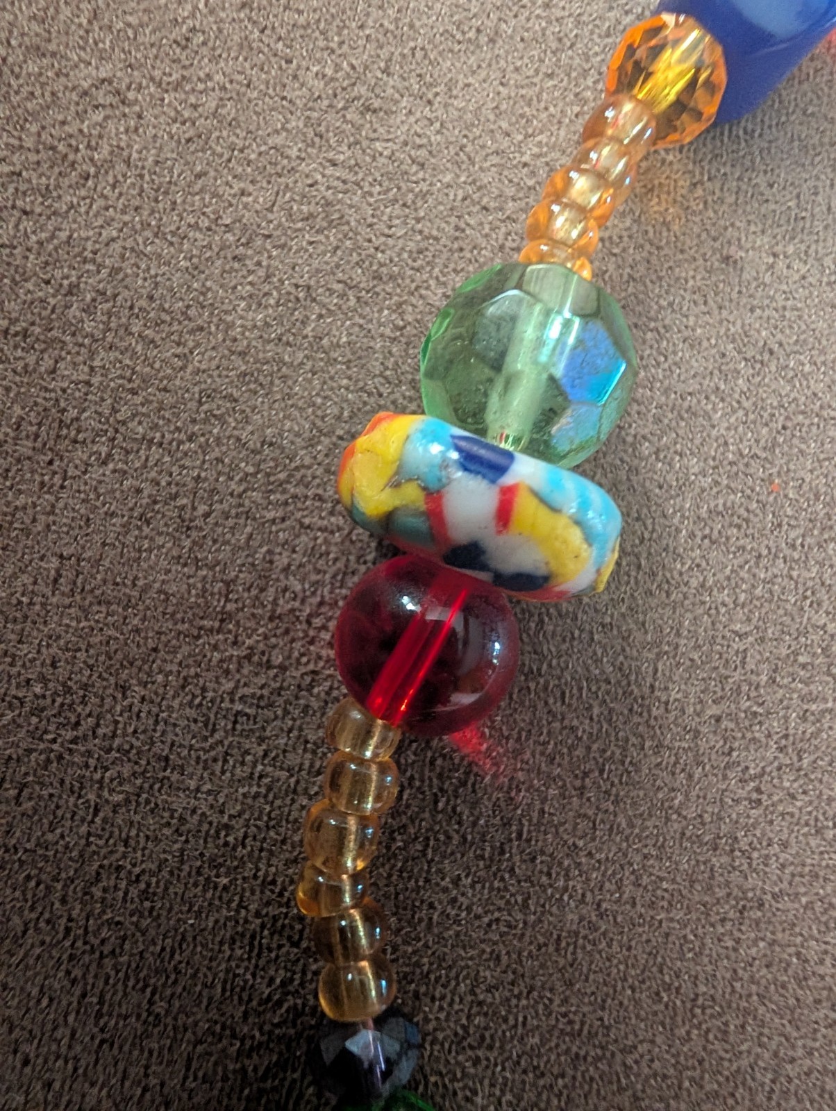 Beaded Anklet, Colorful & Chunky, From Nigeria 10″