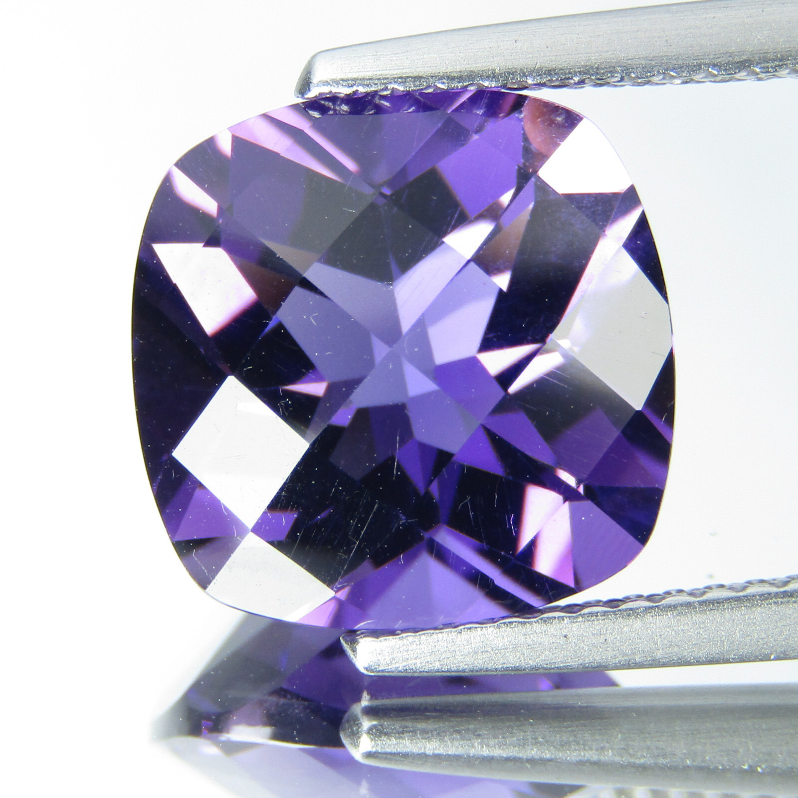 5.15Cts Natural Ravishing Purple Amethyst 11mm Cushion Checker Cut Loose Gem