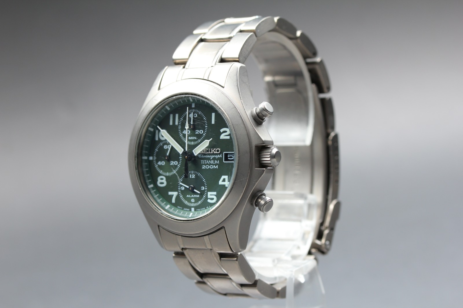 16cm Vintage SEIKO chronograph titanium 200M 7T62-0BZ0 QZ 40mm Men’s Watch JAPAN
