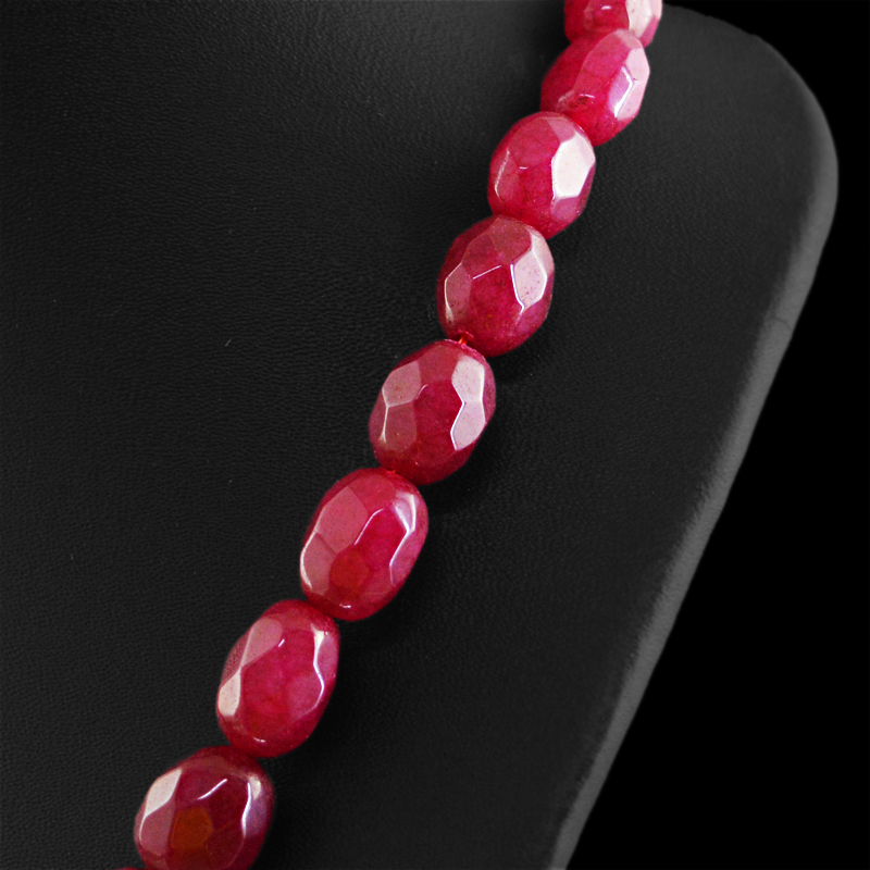400 CTS EARTH MINED OVAL SHAPED FACETED RICH RED RUBY BEADS NECKLACE STRAND