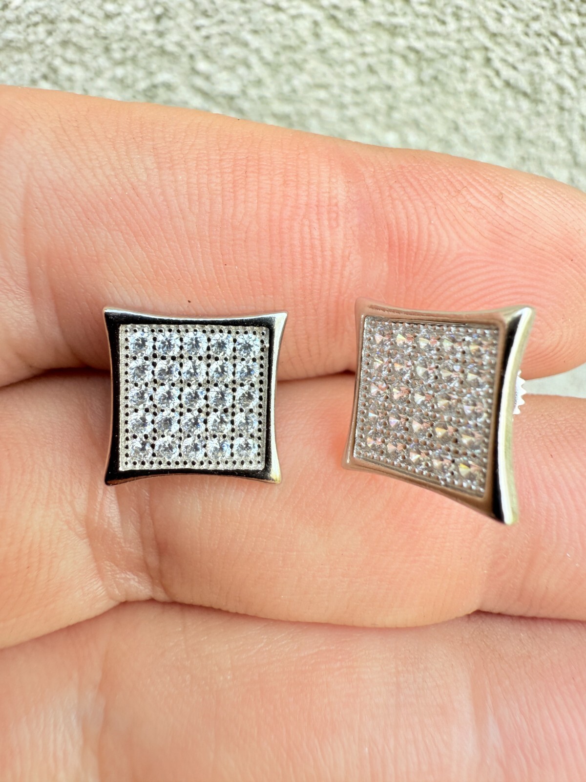 Real 925 Sterling Silver Kite Earrings Iced CZ Screwbacks 11mm – WHOLESALE DEAL