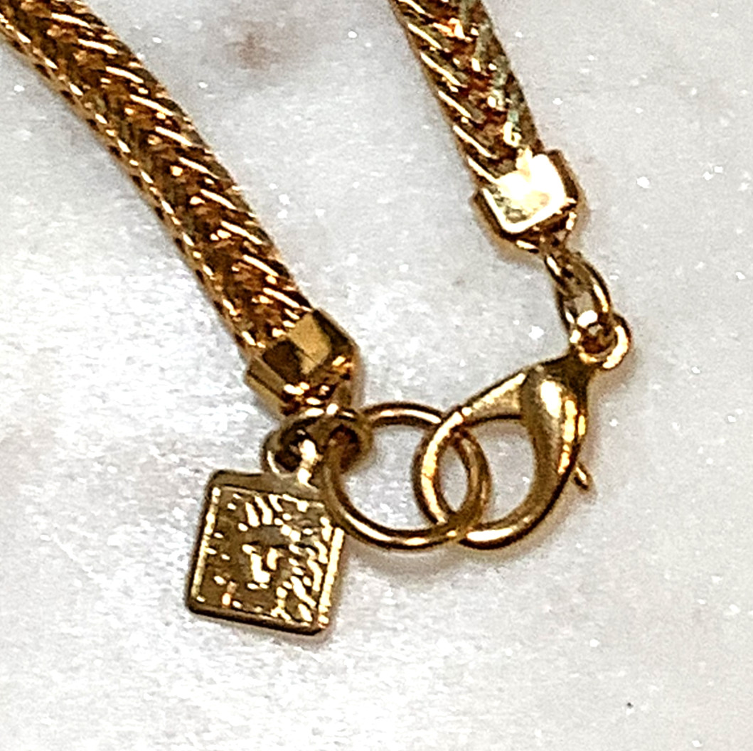 Vintage Anne Klein Necklace Heavy Foxtail Chain Long 24″ Signed Lion Tag