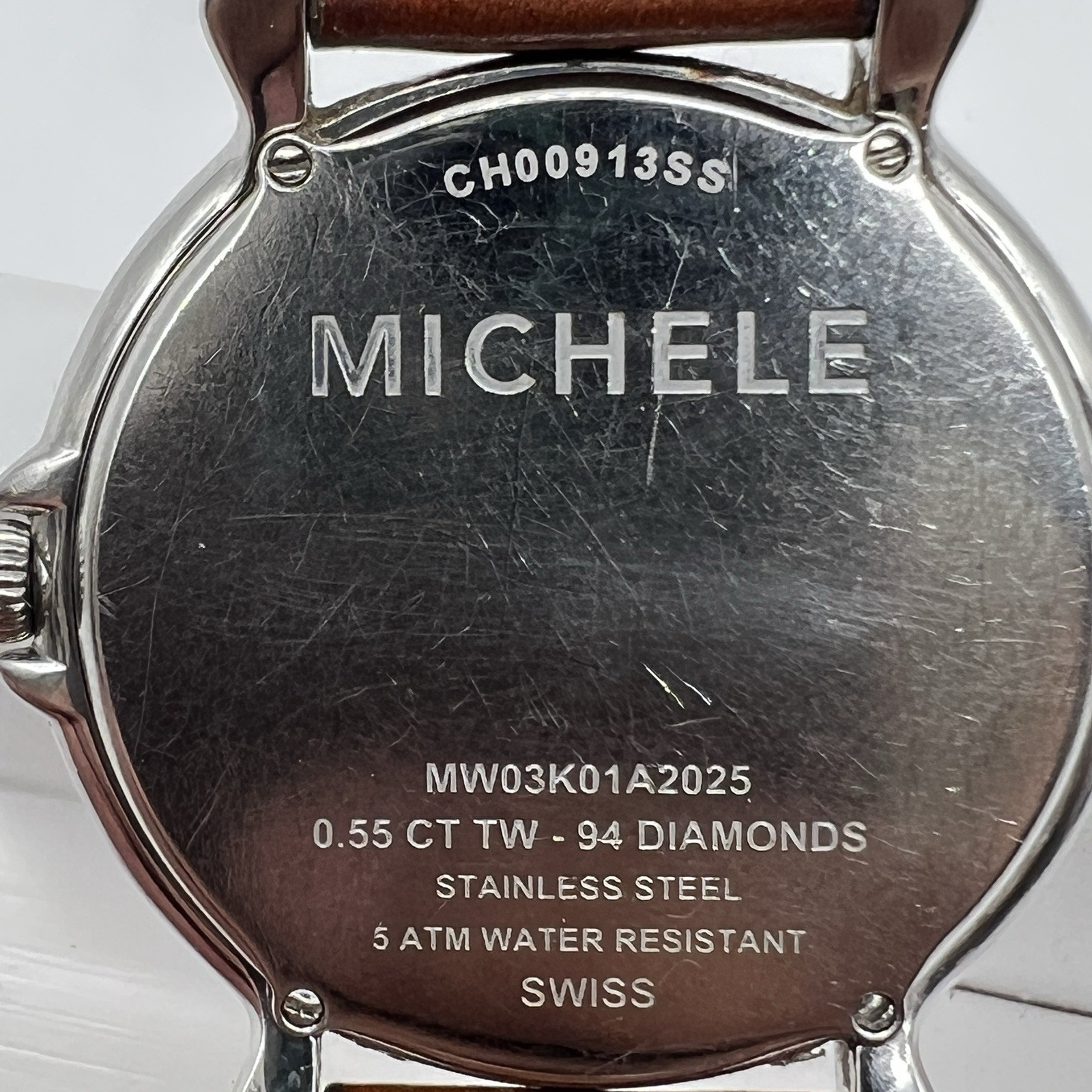 MICHELE CSX MW03K01A2025 DIAMOND BEZEL 38mm QUARTZ WATCH,0 55CT 94 Diamonds