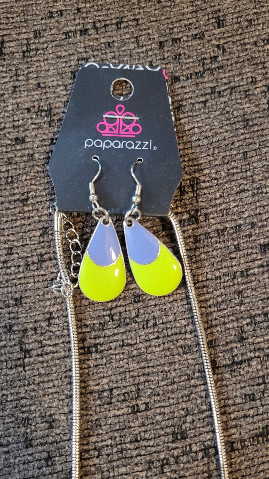 Paparazzi Butterfly Jewelry Set Necklace & Earrings Silver Green Purple Enamel