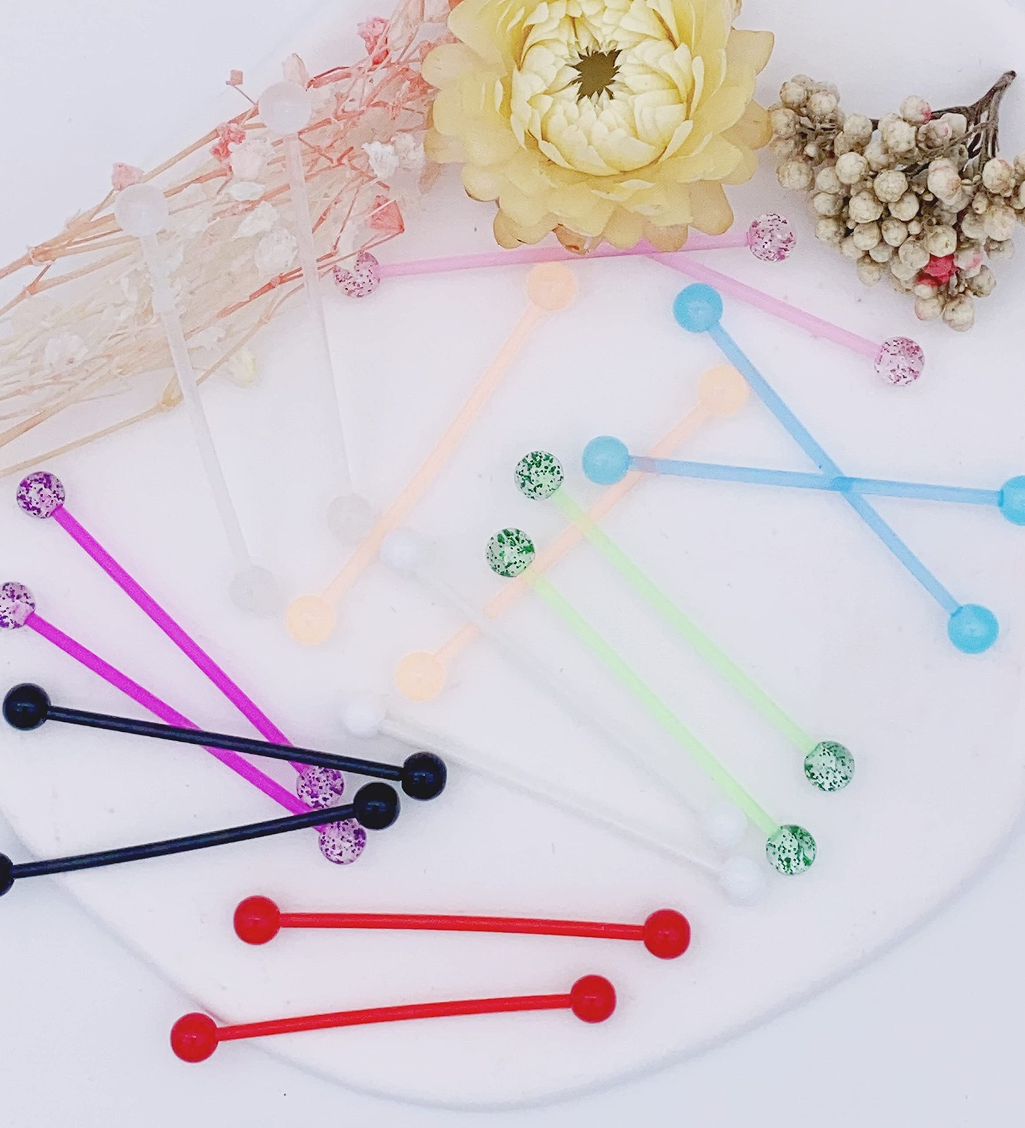 36PCS Plastic Industrial Piercing Jewelry 14G Industrial Bar 36pcs – mix color