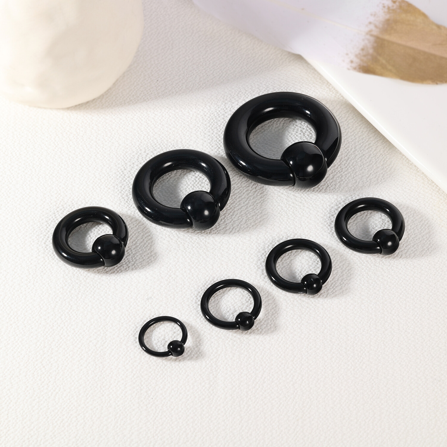 1 Pair Acrylic Captive Bead Rings Black CBR Large Septum Ring Ear Gauges Jewelry