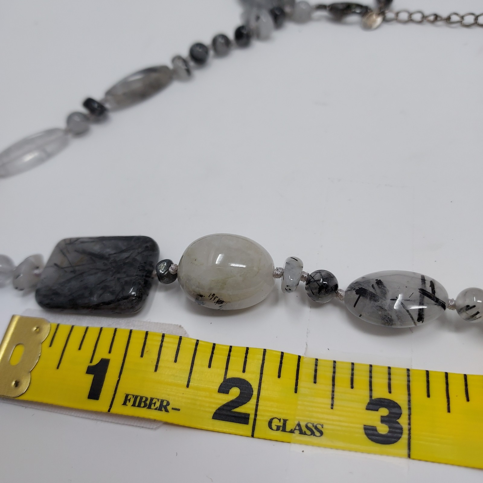 Tourmalinated Quartz Gemstone Three Strand Necklace Hand Knotted 22″ to 24″
