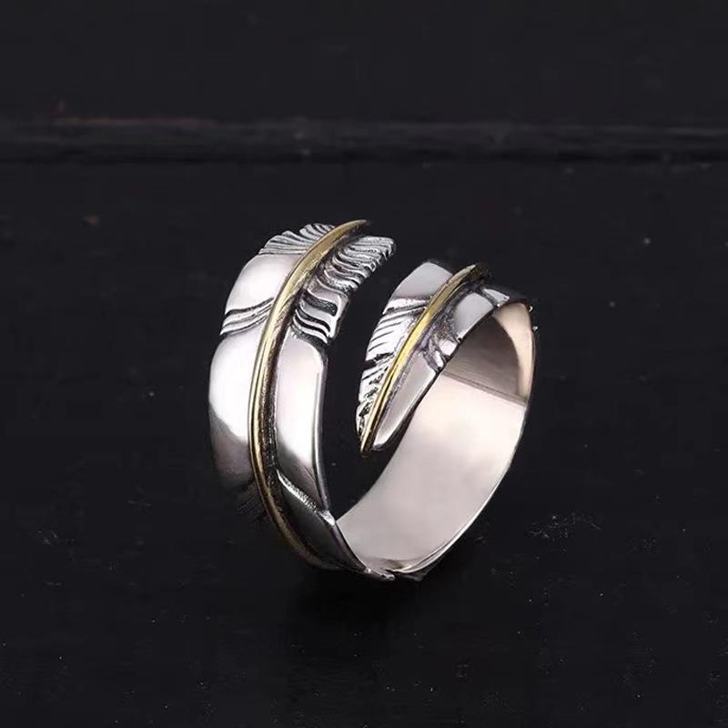 B32 Ring Feather Sterling Silver 925 Size 16mm – 20mm Size Adjustable