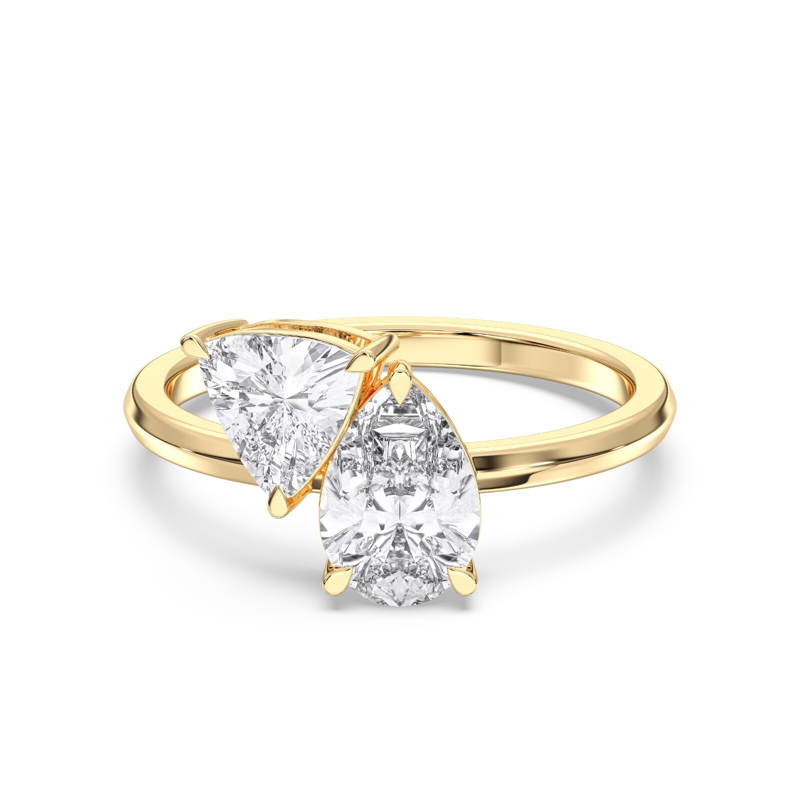 1.98ct Pear Cut Diamond Engagement Ring 14k Gold IGI Lab Grown Toi et Moi