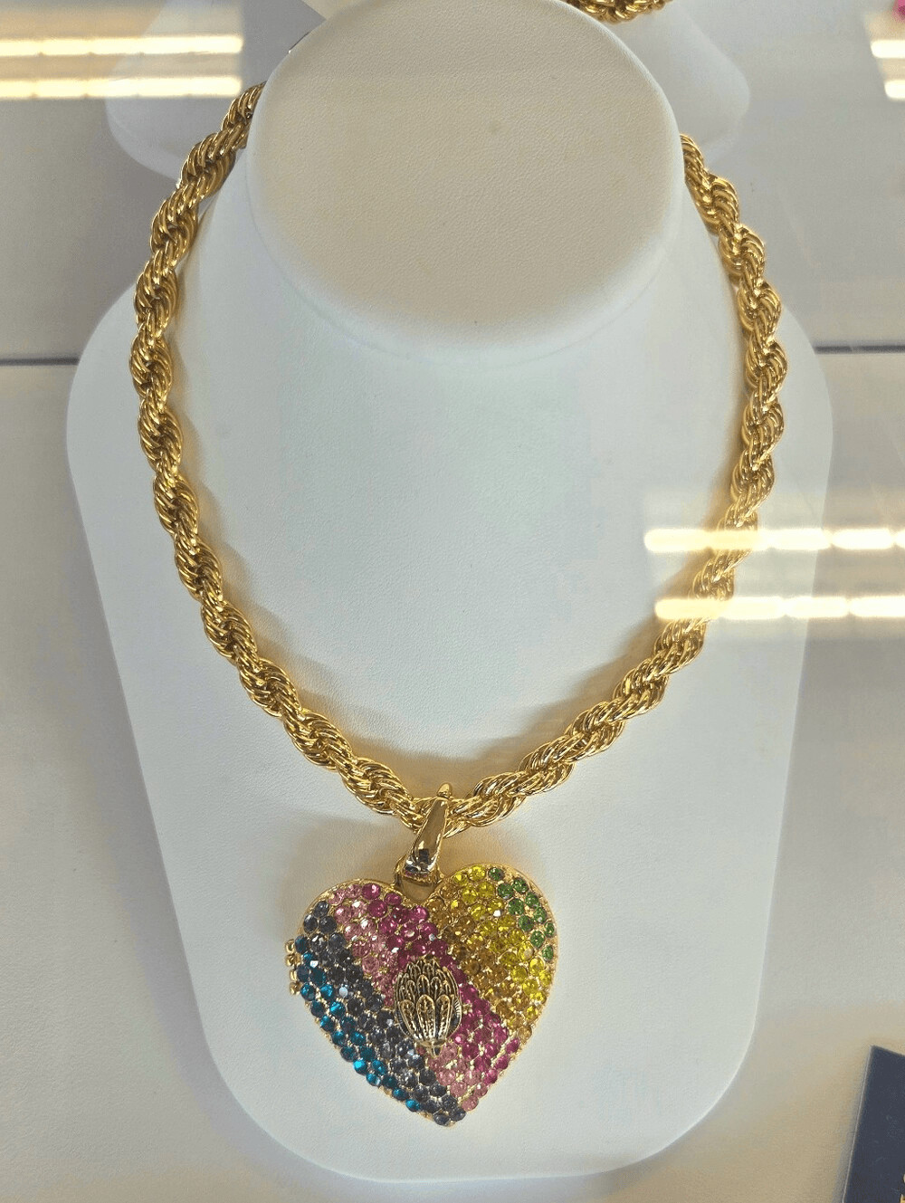 Kurt Geiger Heart Pendant Rope Necklace
