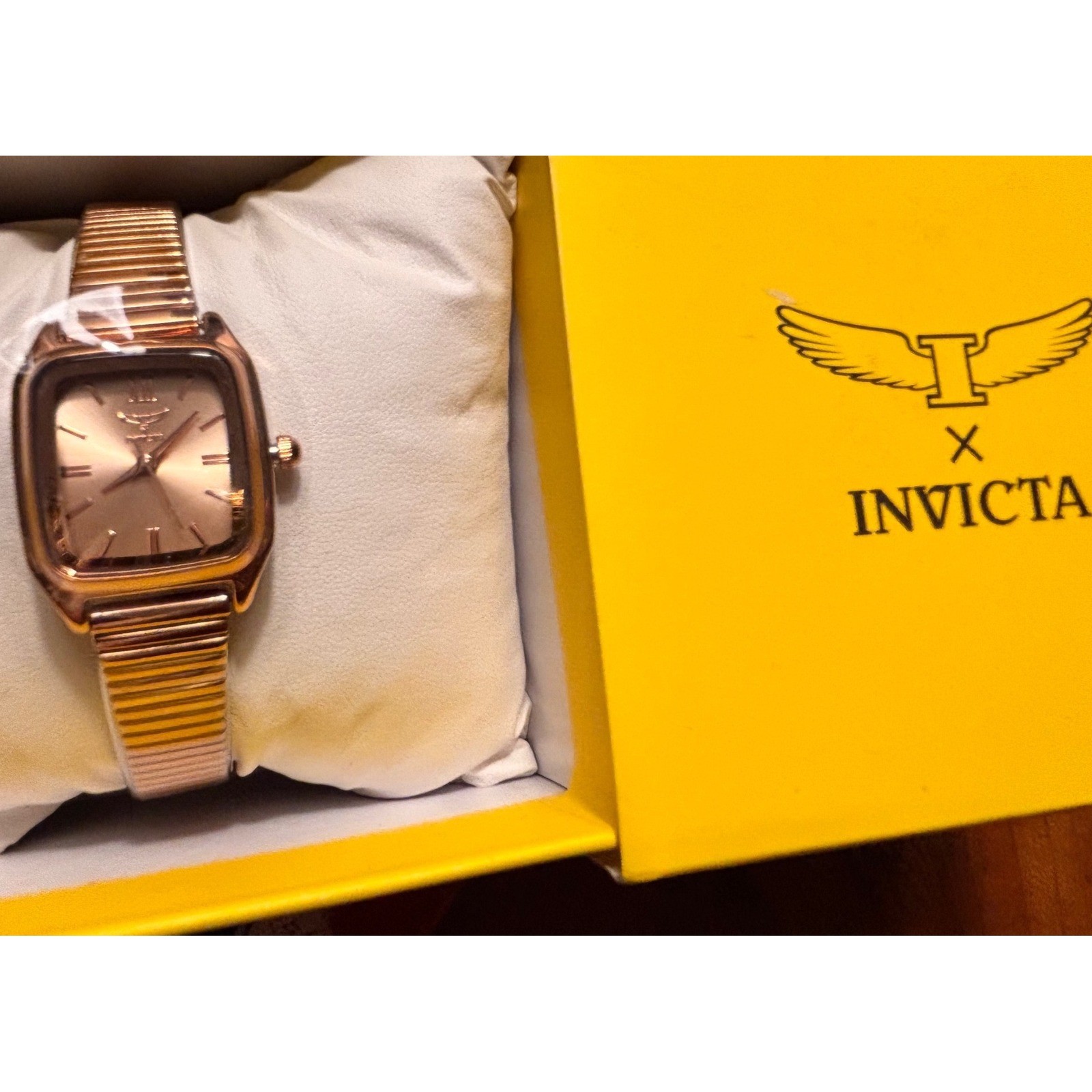 Invicta 69090 Rose Gold Square Dial Expansion Band Watch New With Box